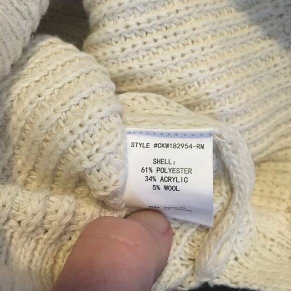 NEW Melloday Women's Size XS Ivory Patch Pocket Knit Wool Blend Sweater - Picture 6 of 6